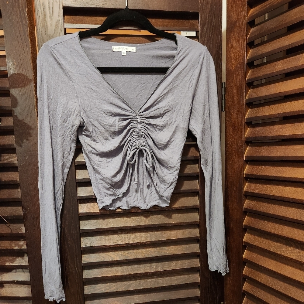Antistar Grey Ruched Crop Top